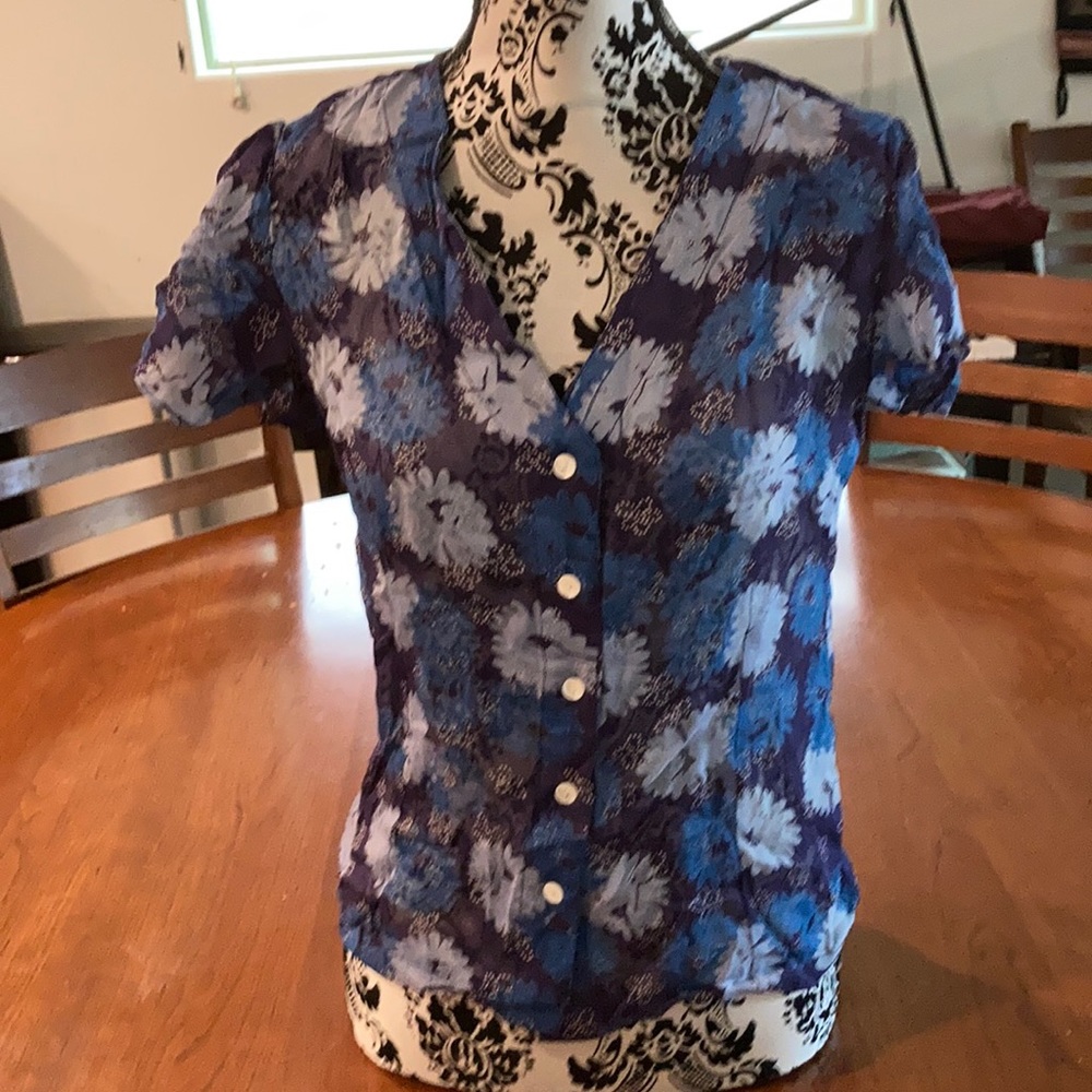 J. Marco Galleries blue see though shirt